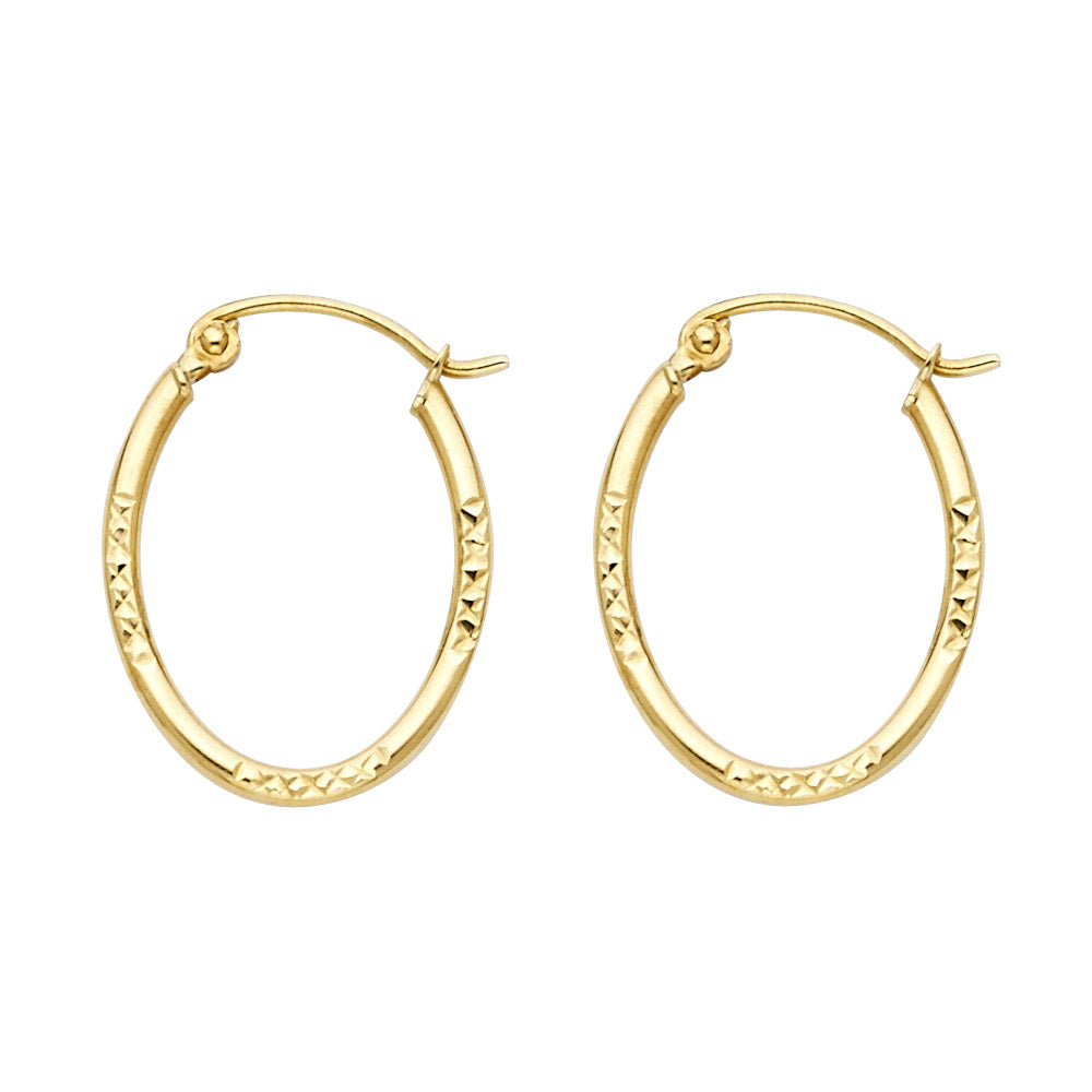 14K Yellow Gold Diamond-Cut Faceted Hoop Earrings 1.5mm thick aprox 3/4" in diameter