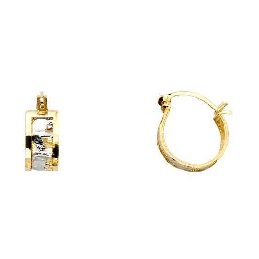 14K Yellow and White Gold Hoop Earrings