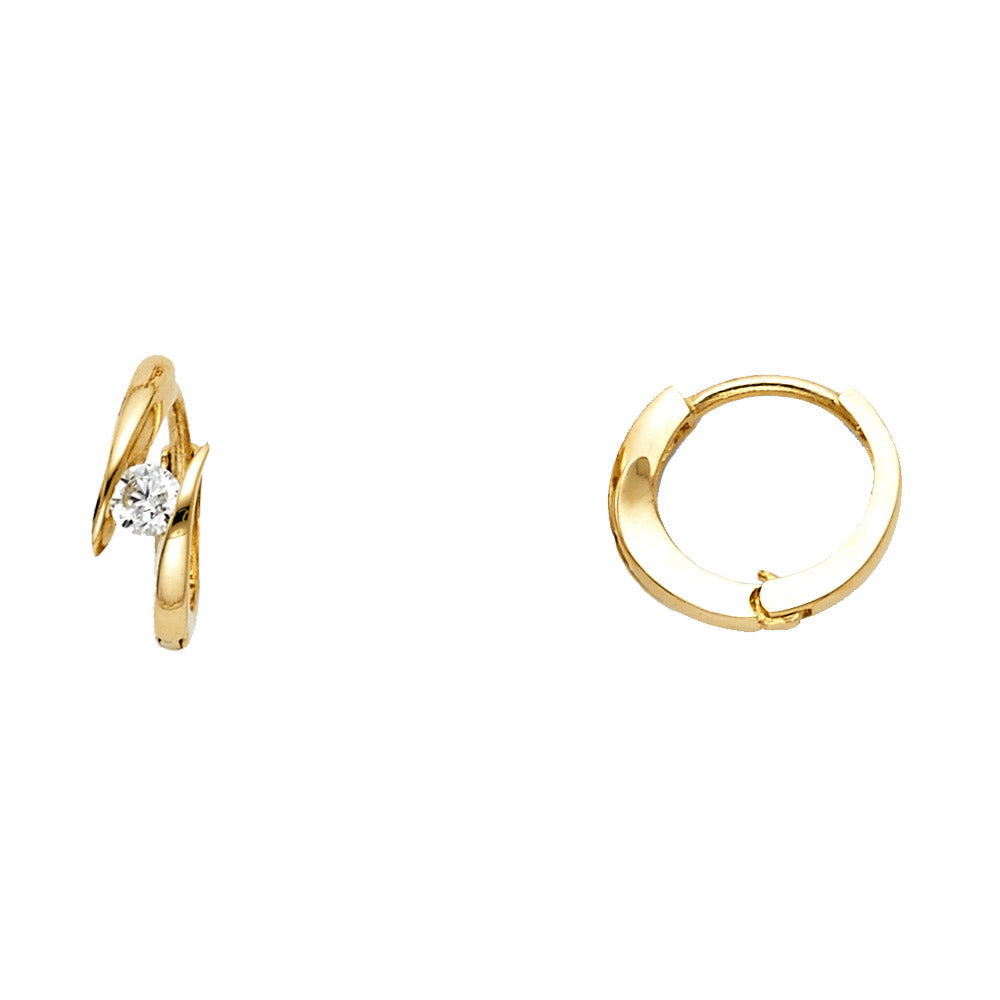 14K Yellow Gold Wrap-Design CZ Hoop Earrings aprox 1/2" in diameter