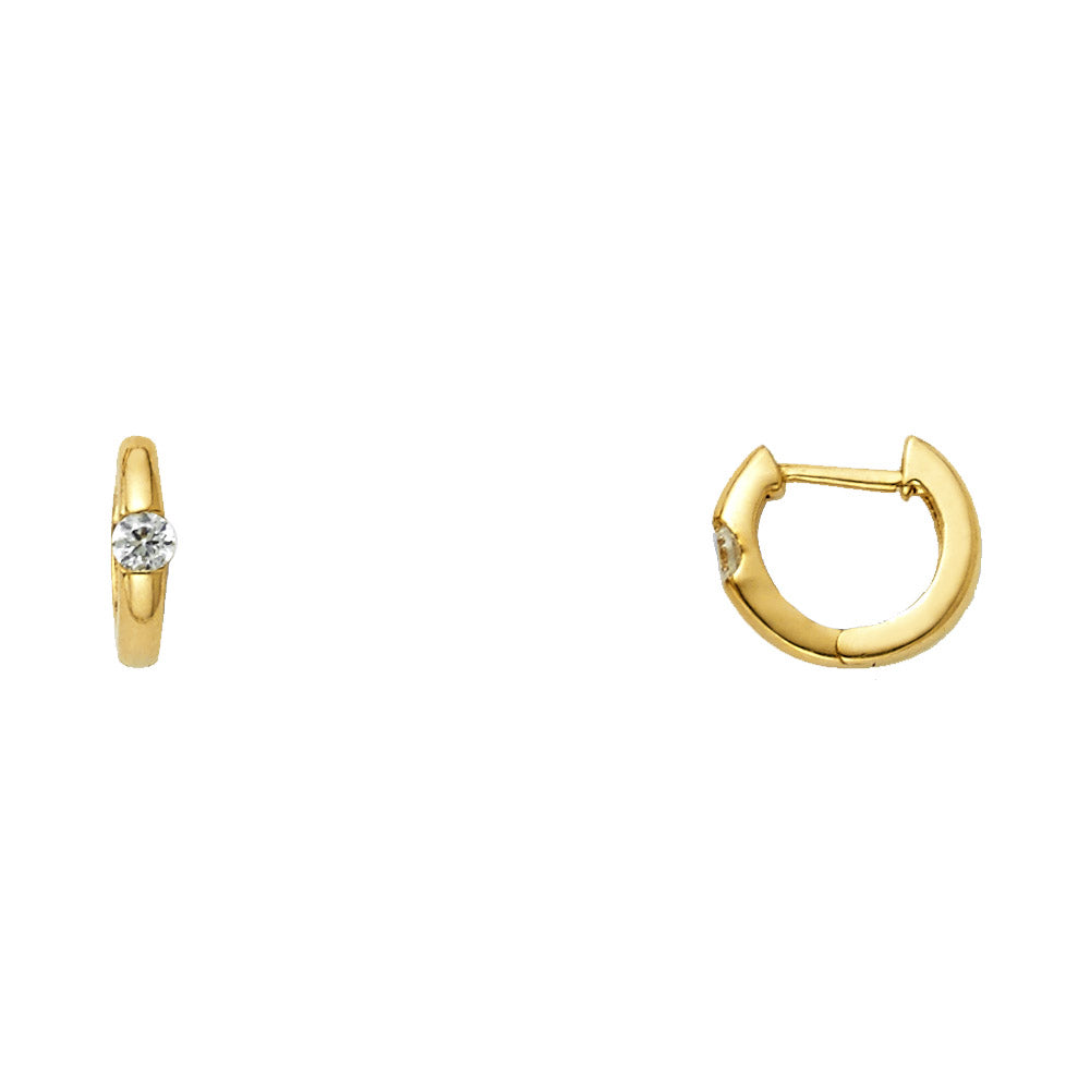 14K Yellow Gold Children’s Single CZ Huggie Earrings