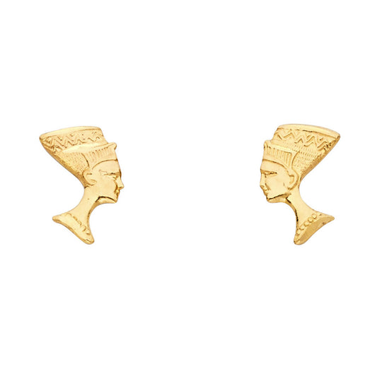 14K Yellow Gold Egyptian Nefertiti Studs
