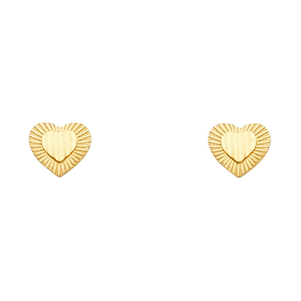 14K Yellow Gold Radiant Heart Studs