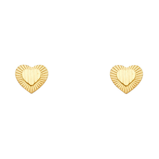 14K Yellow Gold Radiant Heart Studs