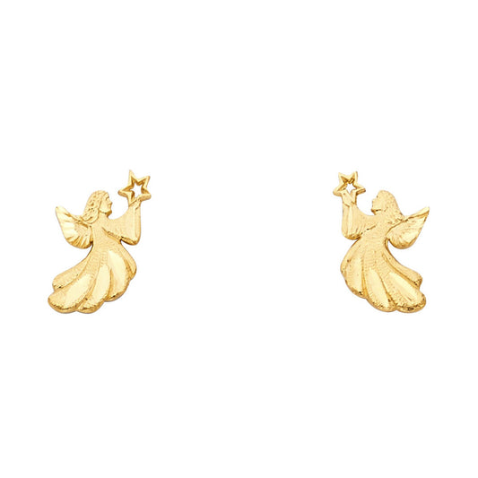 14K Yellow Gold Angel Studs