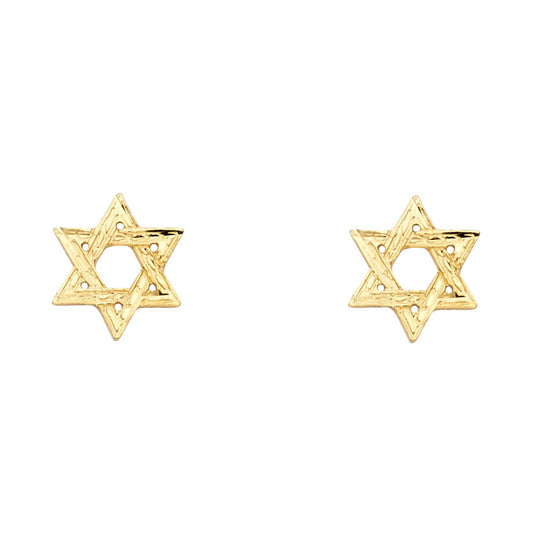 14K Yellow Gold Star of David Studs