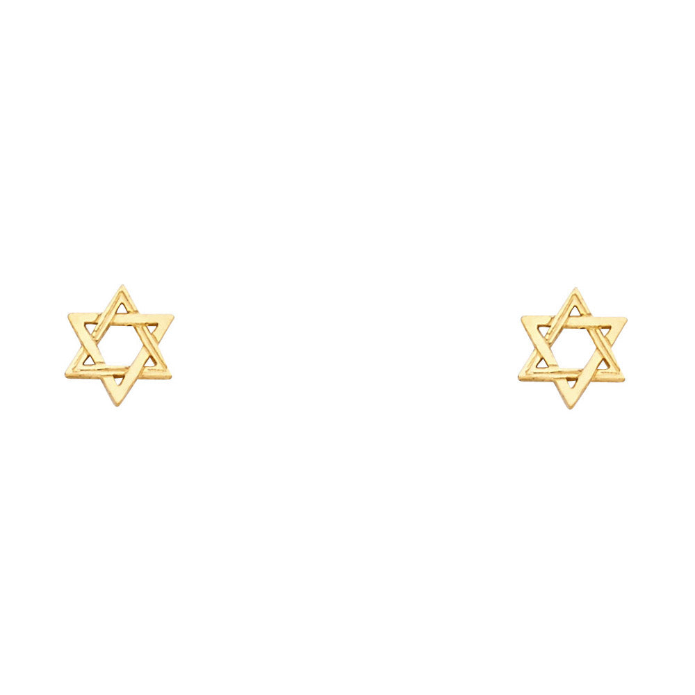 14K Yellow Gold Star of David Studs