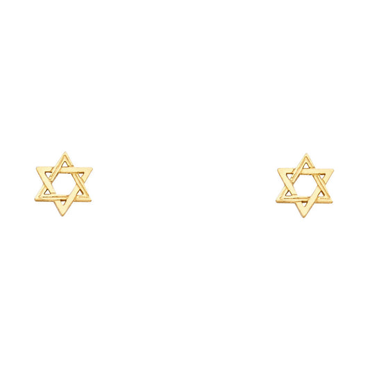 14K Yellow Gold Star of David Studs