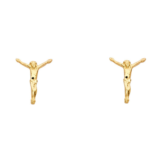 14K Yellow Gold Crucifix Studs