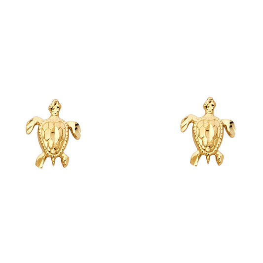 14K Yellow Gold Turtle Studs