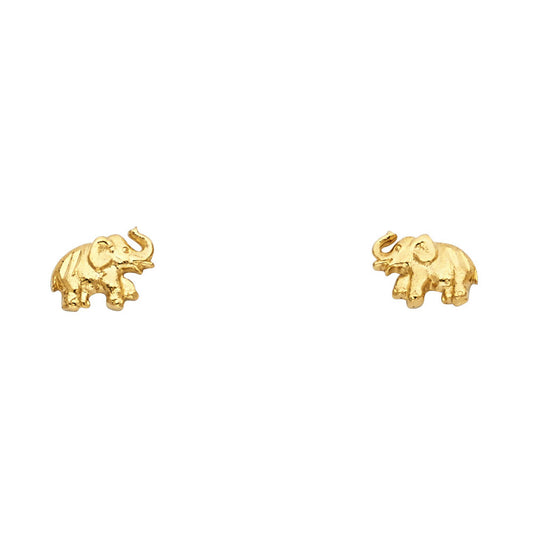 14K Yellow Gold Baby Elephant Studs