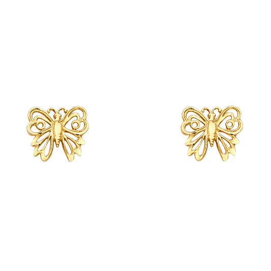 14K Yellow Gold Filigree Butterfly Studs