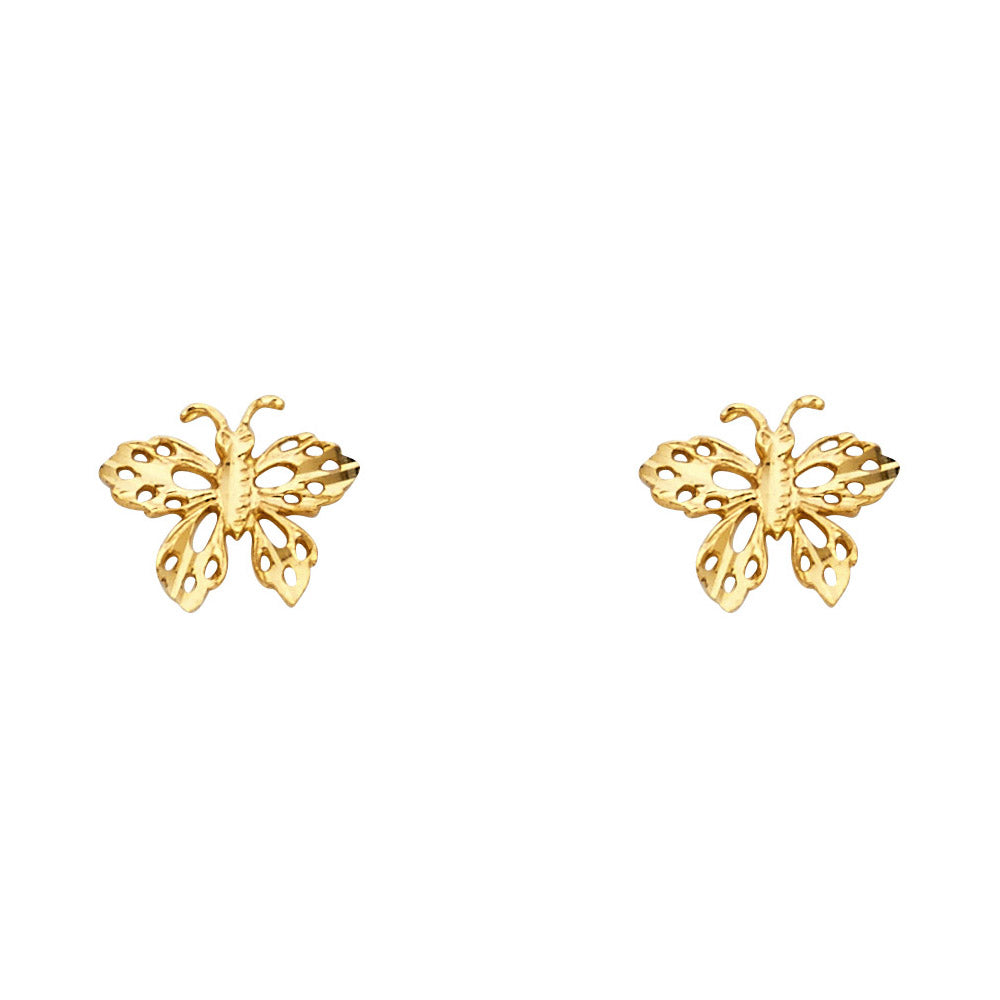 14K Yellow Gold Filigree Butterfly Studs