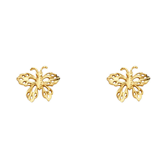 14K Yellow Gold Filigree Butterfly Studs