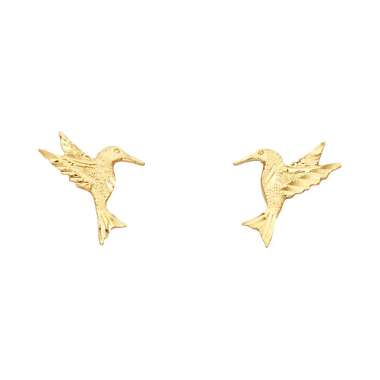 14K Yellow Gold Hummingbird Studs