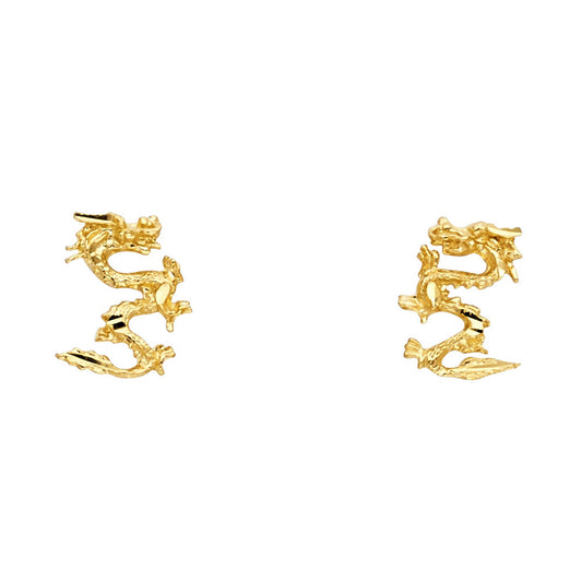 14K Yellow Gold Dragon Studs