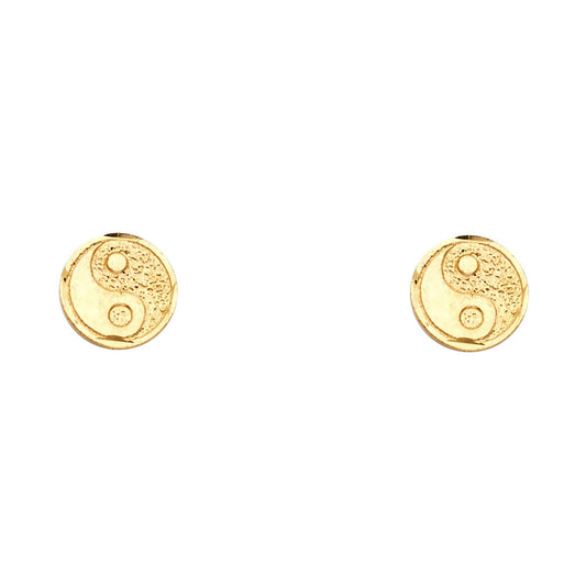 14K Yellow Gold Yin Yang Studs