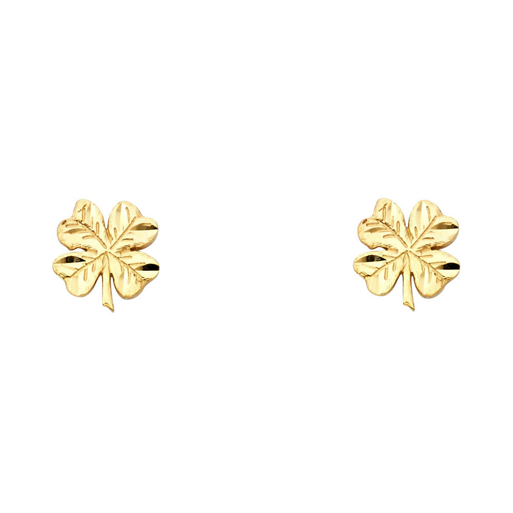 14K Yellow Gold Four-Leaf Clover Studs