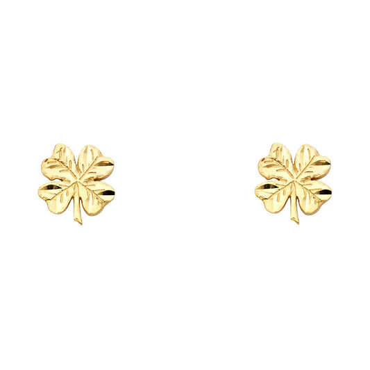 14K Yellow Gold Four-Leaf Clover Studs