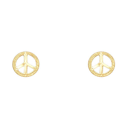 14K Yellow Gold Peace Symbol Studs