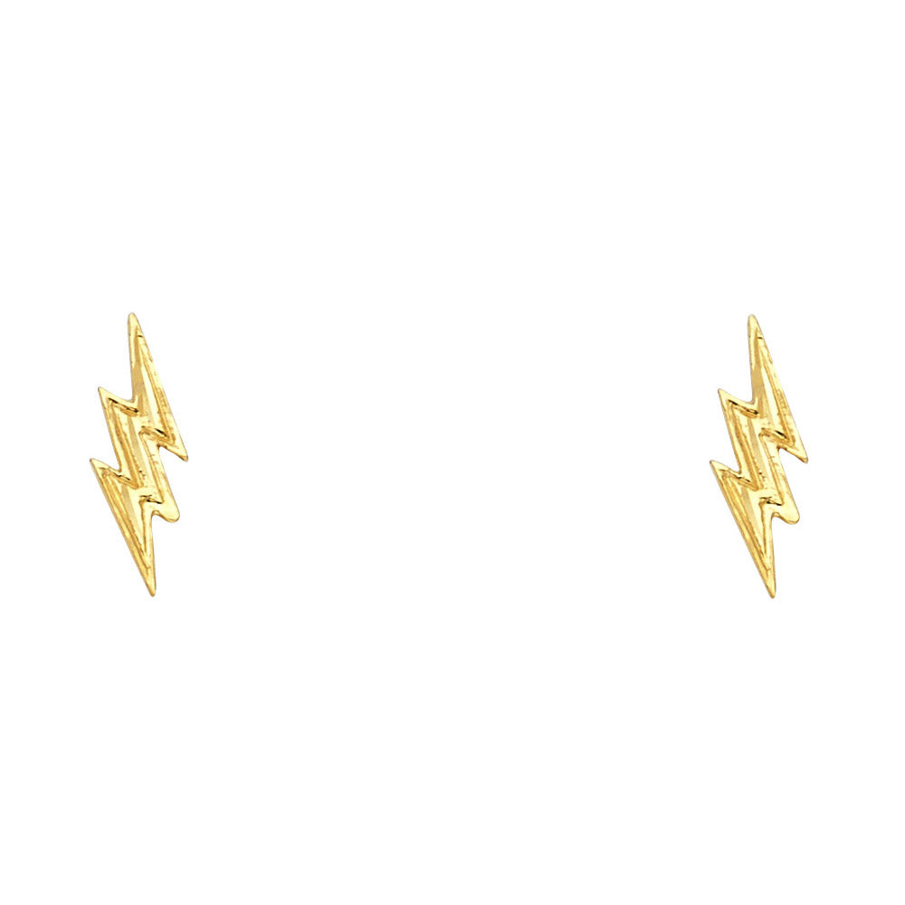 14K Yellow Gold Lightning Bolt Studs