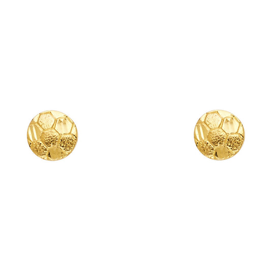 14K Yellow Gold Soccer Ball Studs