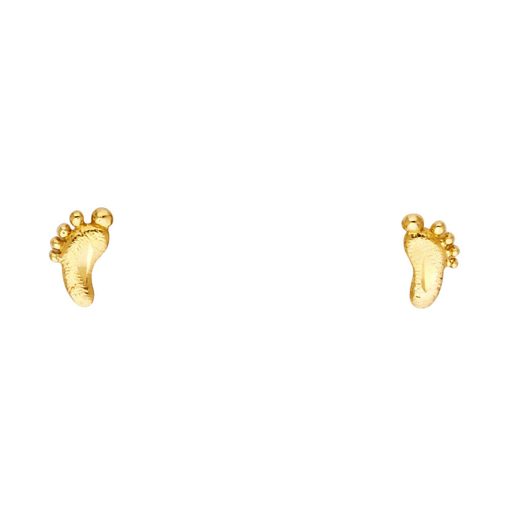 14K Yellow Gold Baby Feet Studs