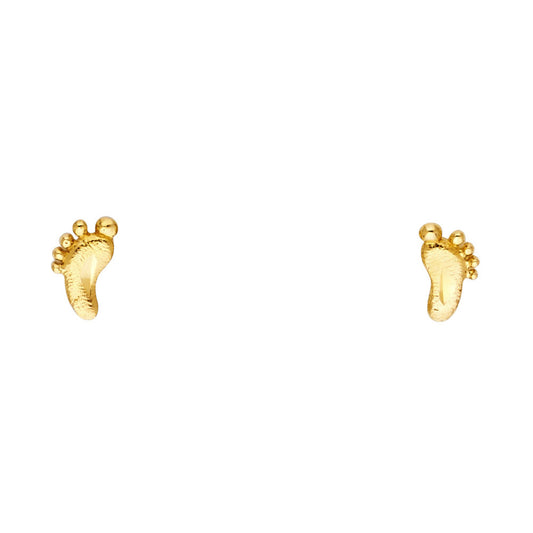14K Yellow Gold Baby Feet Studs
