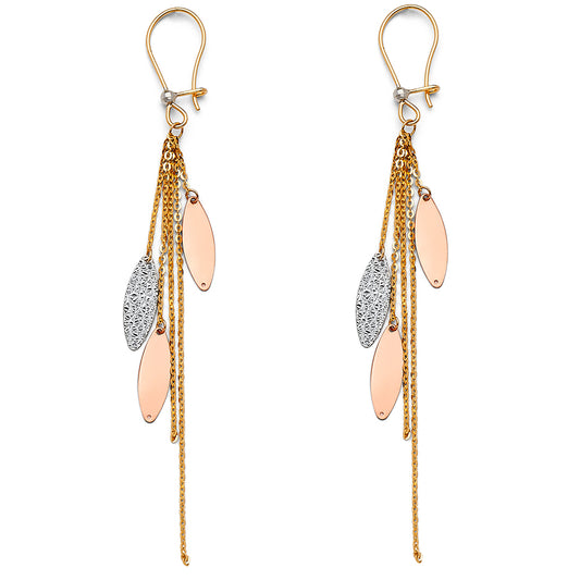 14K Yellow Gold Frog Design Dangle CZ Huggies Earrings