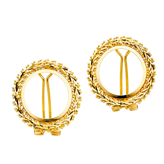 14K Yellow Gold 2.5 Pesos Coin Bola Design Clip on Earrings
