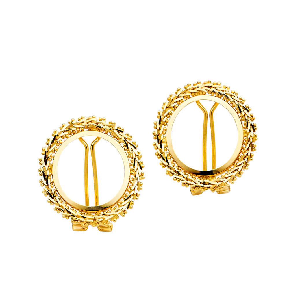 14K Yellow Gold 2.0 Pesos Coin Bola Design Clip on Earrings