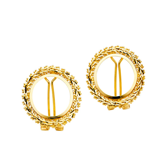 14K Yellow Gold 2.0 Pesos Coin Bola Design Clip on Earrings
