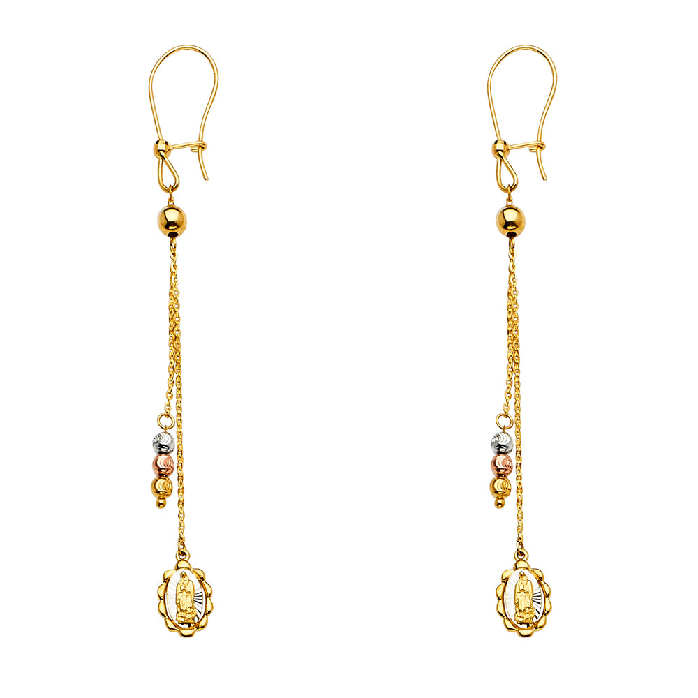 14K Tri-Color Gold Guadalupe Dangle Bead Earrings