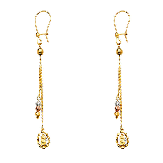 14K Tri-Color Gold Guadalupe Dangle Bead Earrings