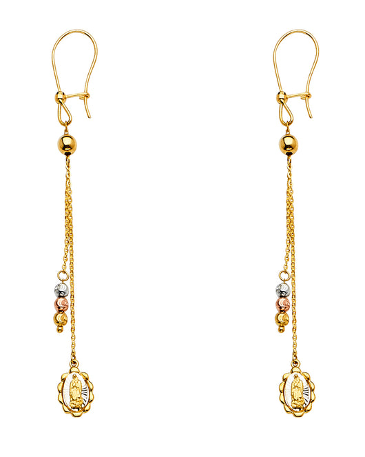 14K Tri-Color Gold Guadalupe Dangle Bead Earrings