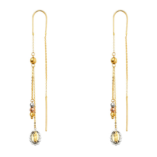 14K Tri-Color Gold Guadalupe Dangle Bead Earrings