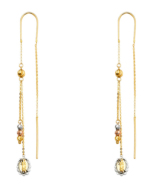 14K Tri-Color Gold Guadalupe Dangle Bead Earrings
