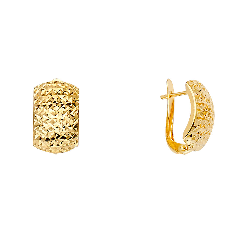 14K Yellow Gold Diamond-Cut Huggie Earrings