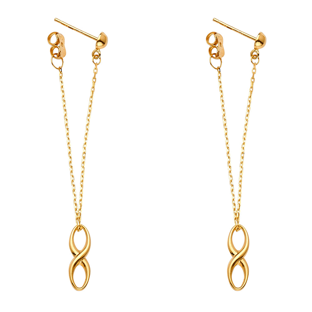 14K Yellow Gold Infinity Dangle Earrings