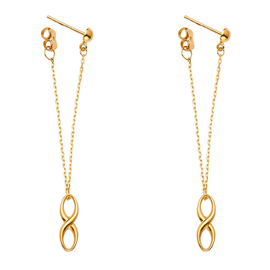 14K Yellow Gold Infinity Dangle Earrings
