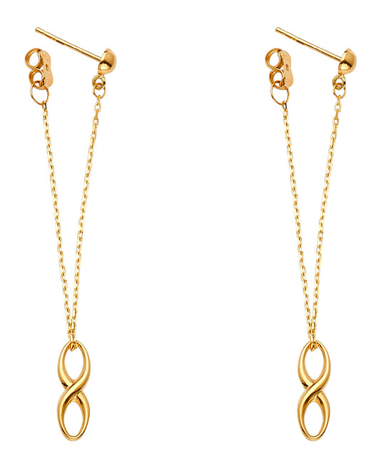 14K Yellow Gold Infinity Dangle Earrings