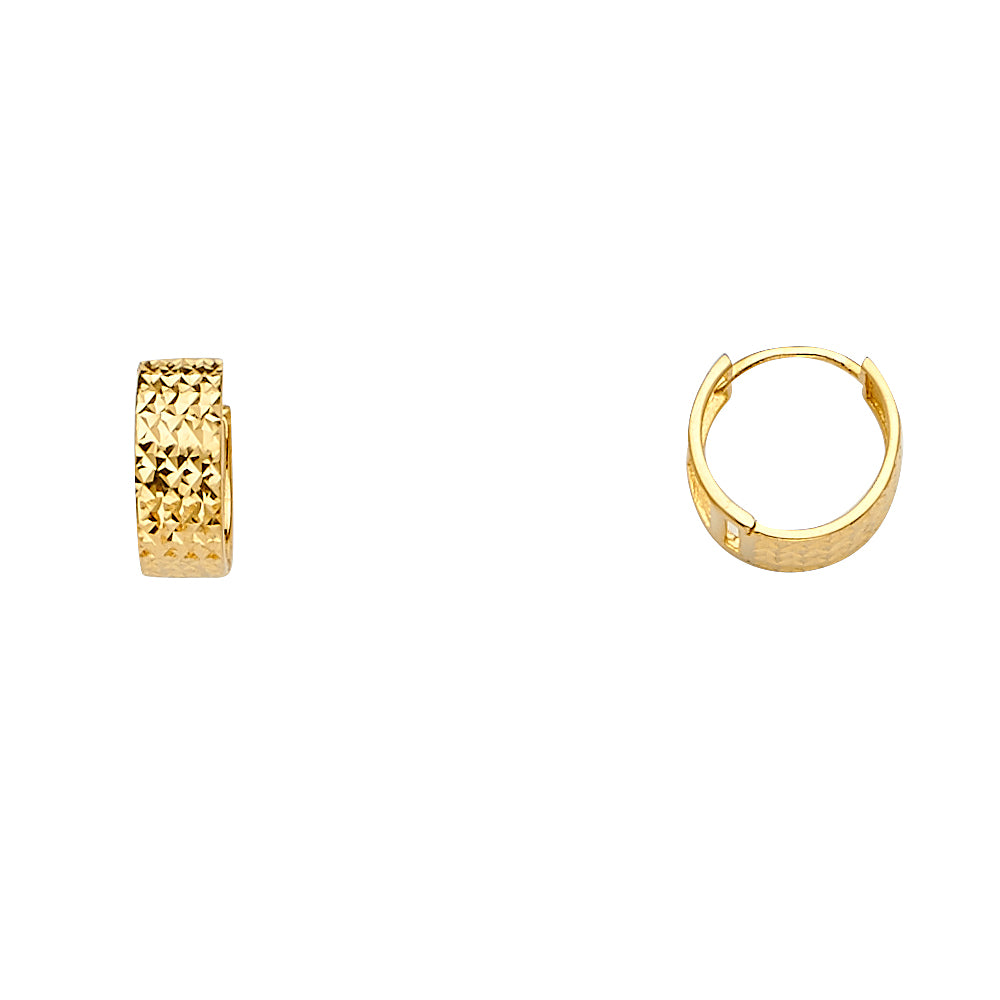 14K Yellow Gold Diamond-Cut Huggie Earrings