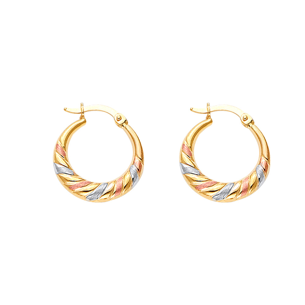 14K Tri-Color Gold Women’s Braided Hoop Earrings