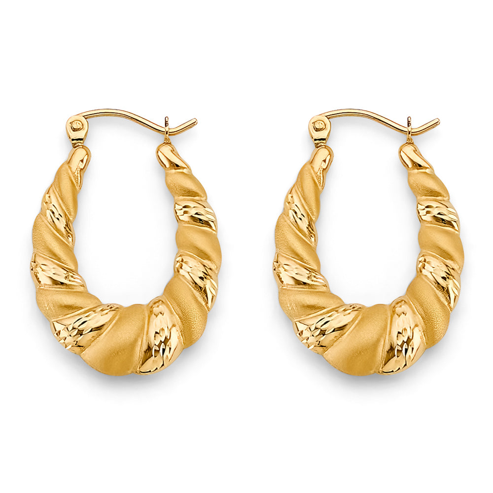 14K Yellow Gold Women's Twisted Hoop Earrings
