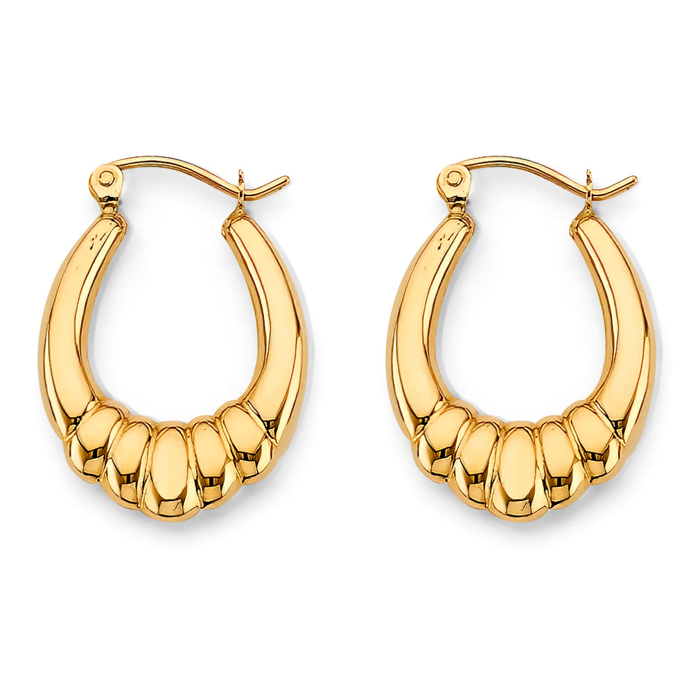 14K Yellow Gold Teardrop Hoop Earrings