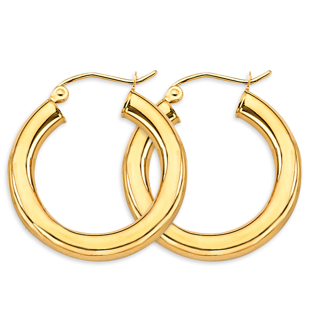 14K Yellow Gold Polished Dome Hoop Earrings 4.5mm thick aprox 1" in diameter