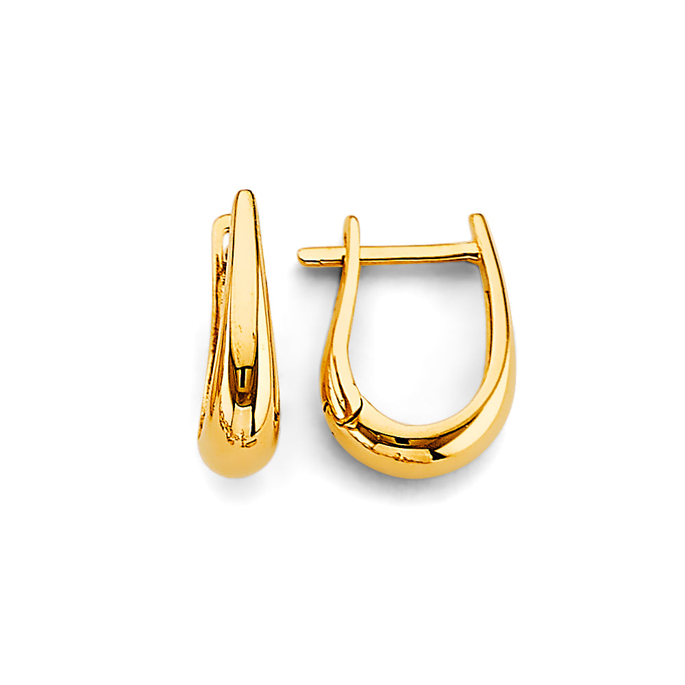 14K Yellow Gold High-Polished Teardrop Hoop Earrings aprox 3/4" Tall