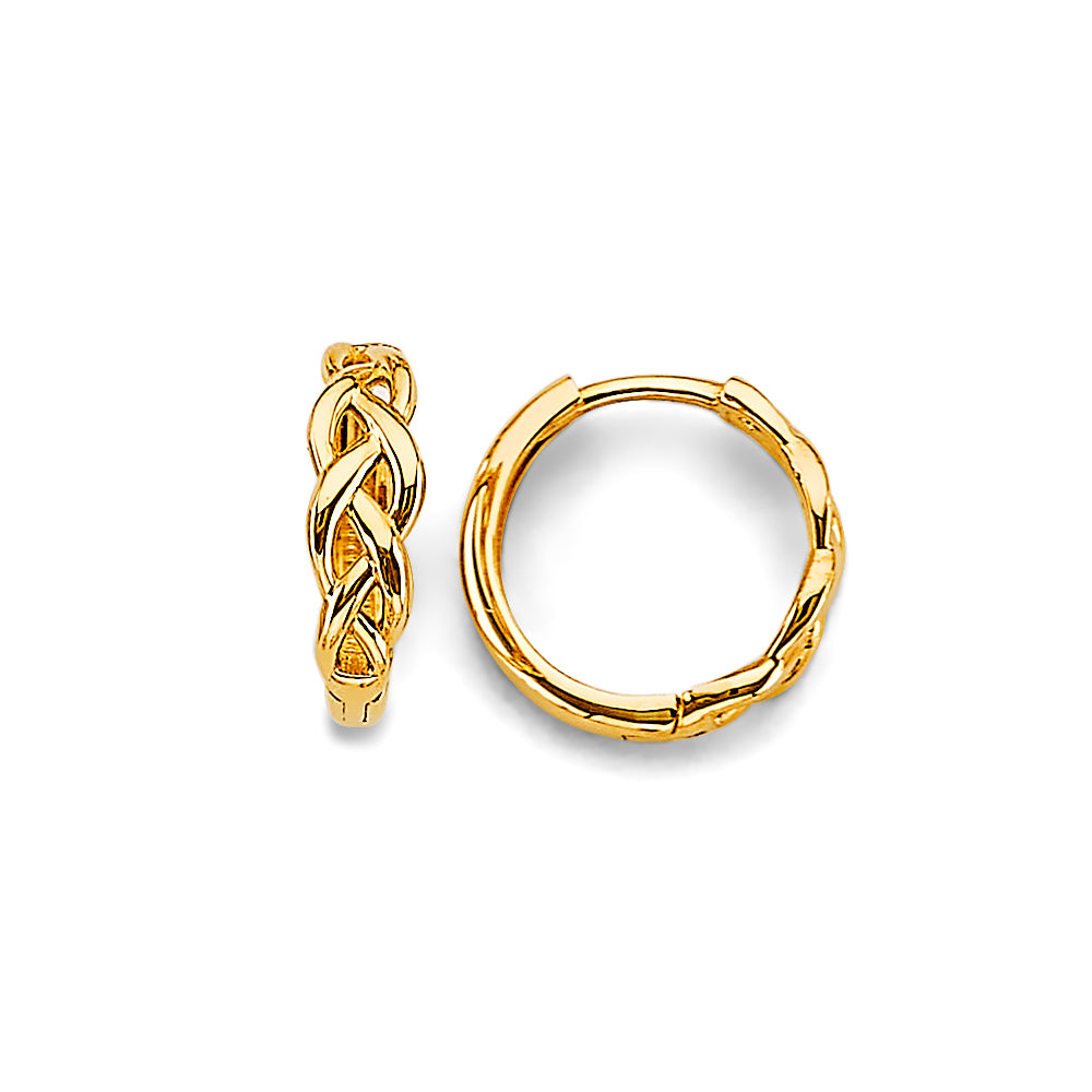 14K Yellow Gold Braided Hoop Earrings aprox 1/2" in diameter