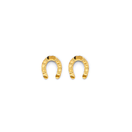 14K Yellow Gold Horseshoe Studs