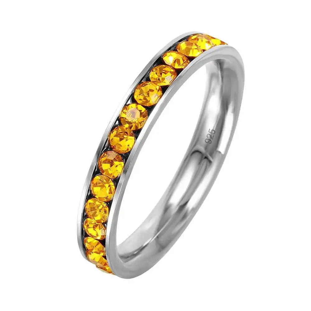925 Sterling Silver Rhodium Plated Birthstone November Channel Eternity Band