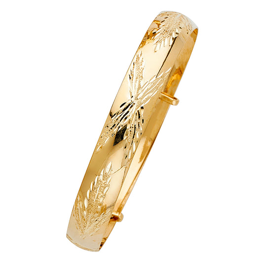 14K Yellow Gold Adjustable Children's Bangle 8mm wide